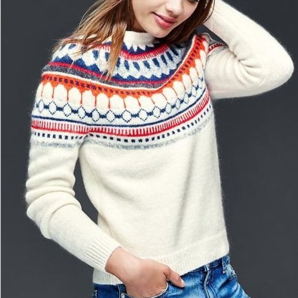 GAP Sweaters - Gap Fair Isle Circular Wool Sweater Winter White M